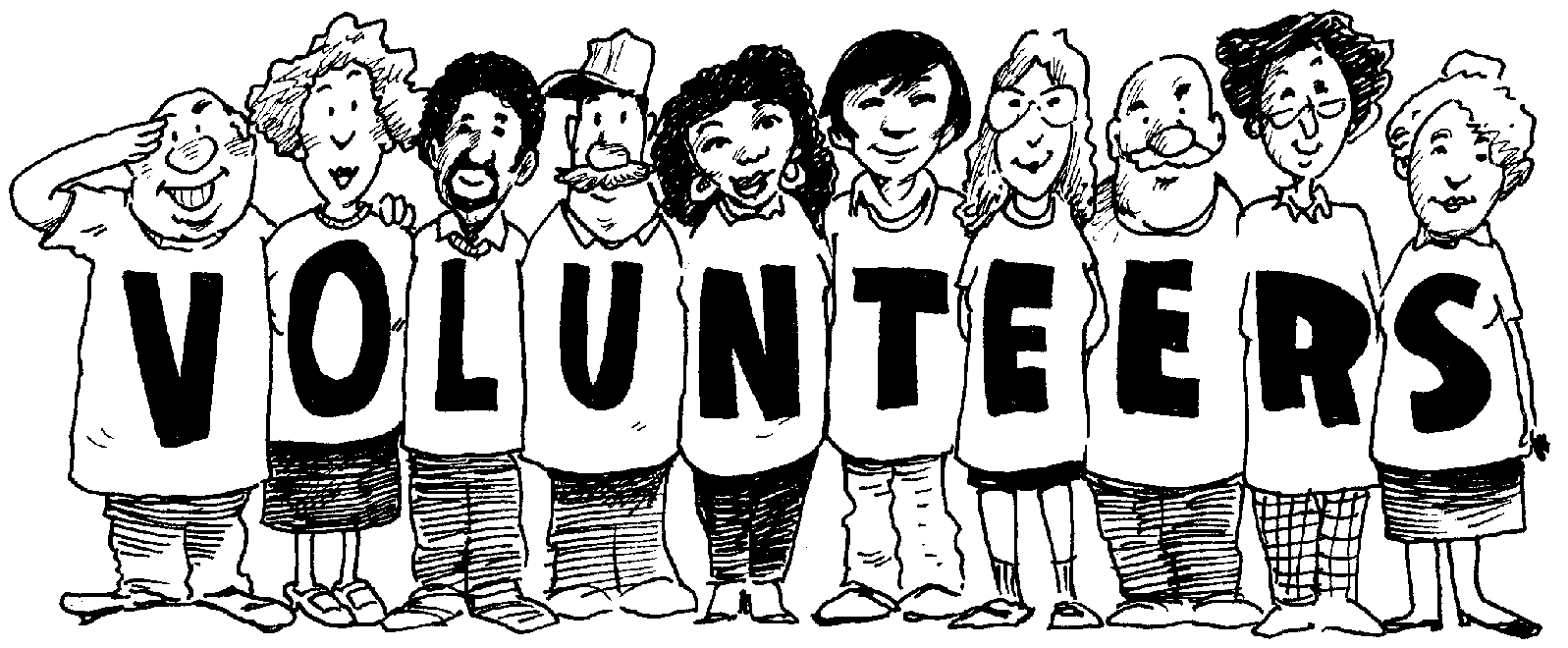 Volunteers in line 
